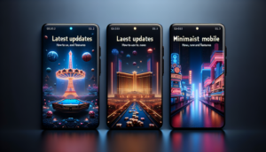 alt_text: Three high-quality cover designs for "saimu168 ล่าสุด": luxurious casino, minimalist mobile, and neon nightlife.