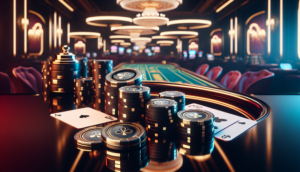 alt_text: Photorealistic cover showcasing "saimu168 สูตร" with sleek casino elements and luxurious design.